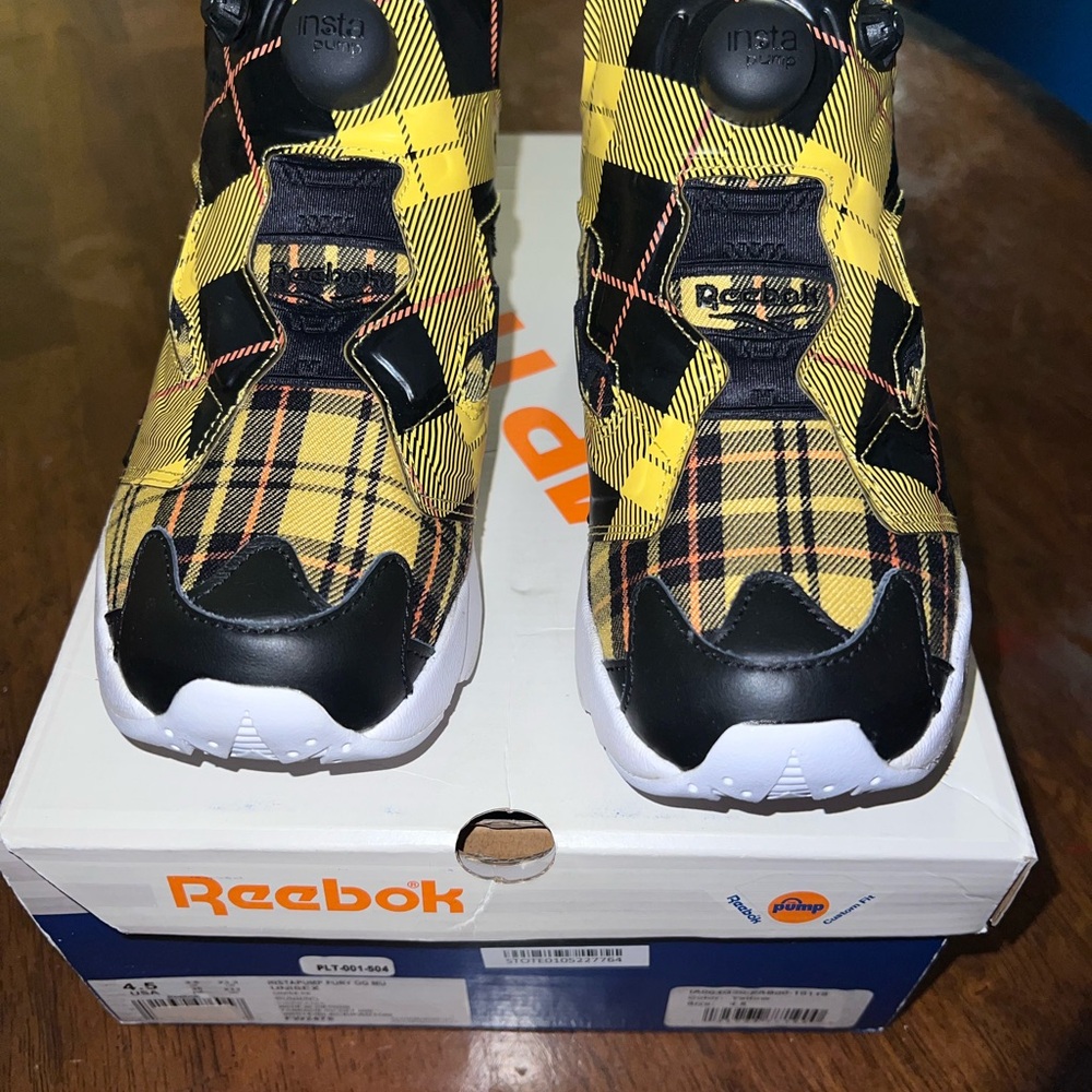 Reebok Kids Plaid Yellow and Black Sneakers